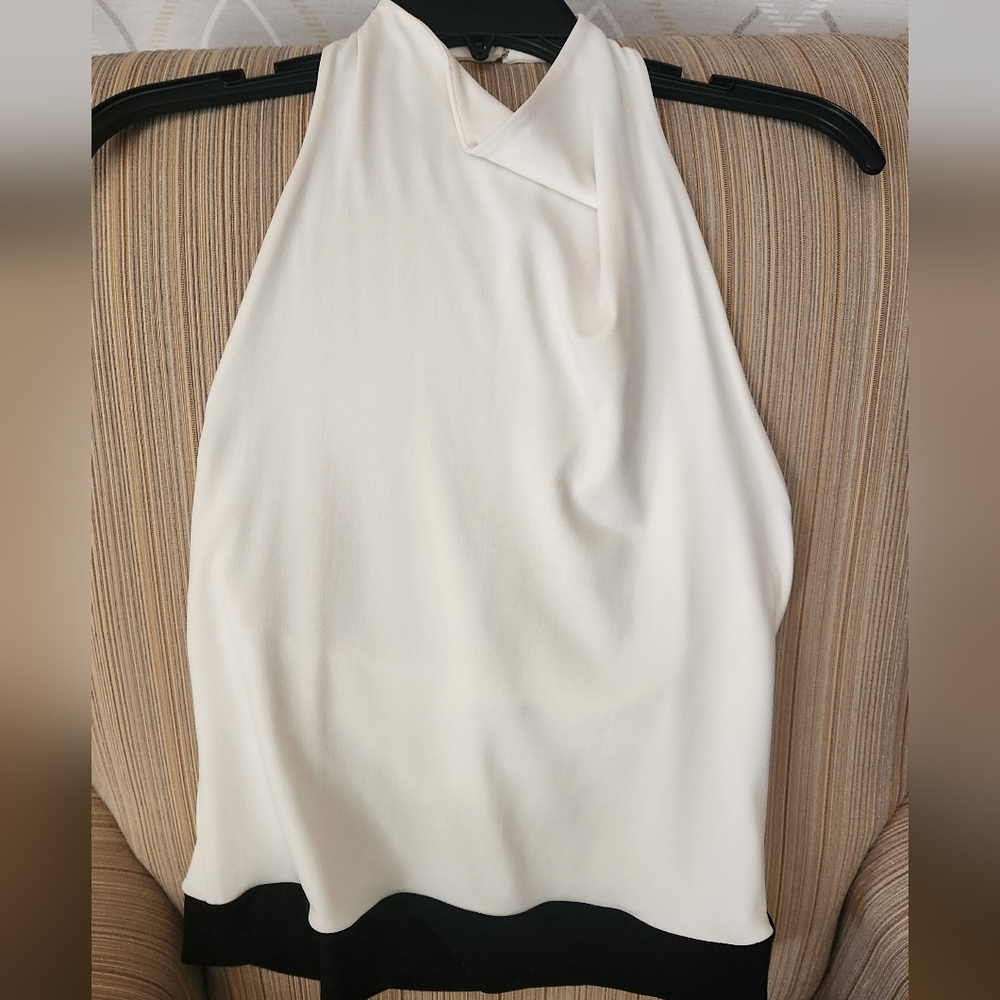Moda Asymmetrical White Tank Top with Mandarin Collar